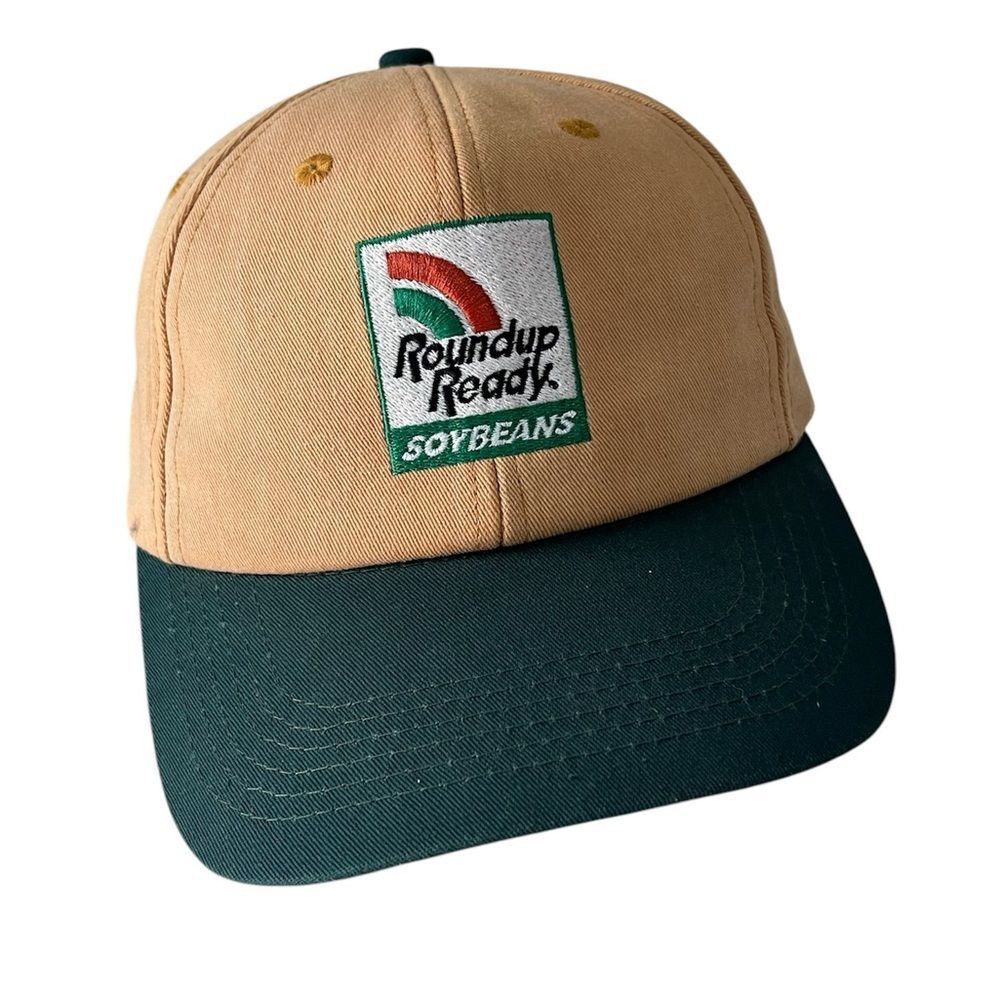 Vintage Roundup Ready Soybeans SnapBack Hat Farming green Brown Cap